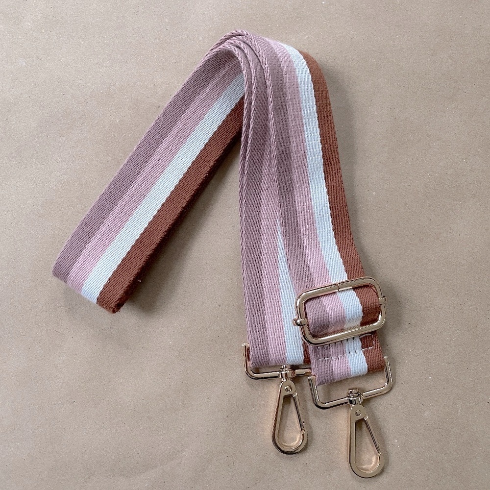 Pink/Brown stripe crossbody strap